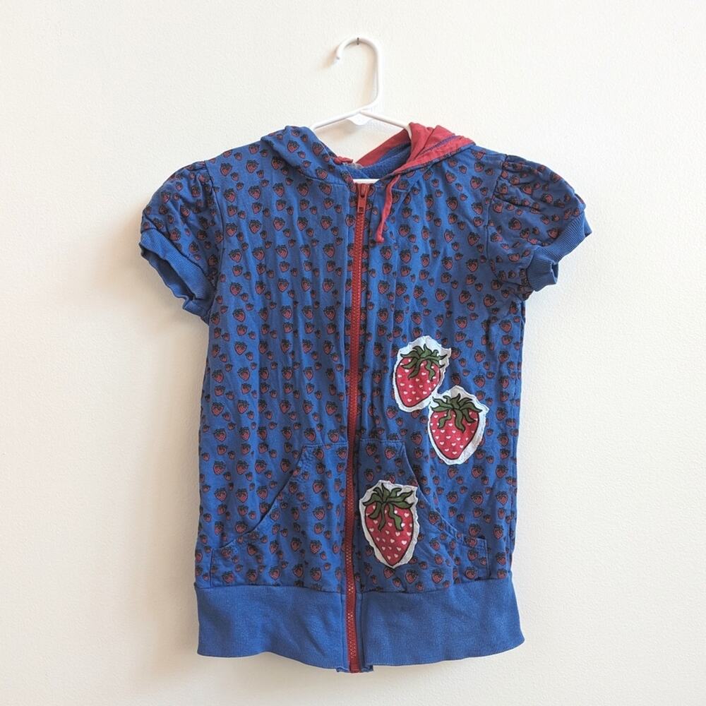 Vtg Y2K Delias Small Girls Teen Hoodie Sweater Strawberry Short Sleeve